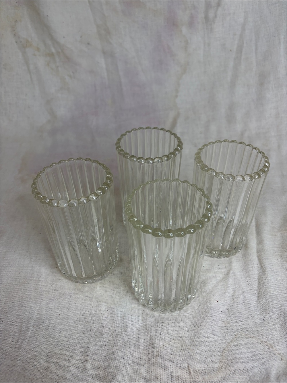 Clear Ribbed Glass Tumbler Set – 4-Pack